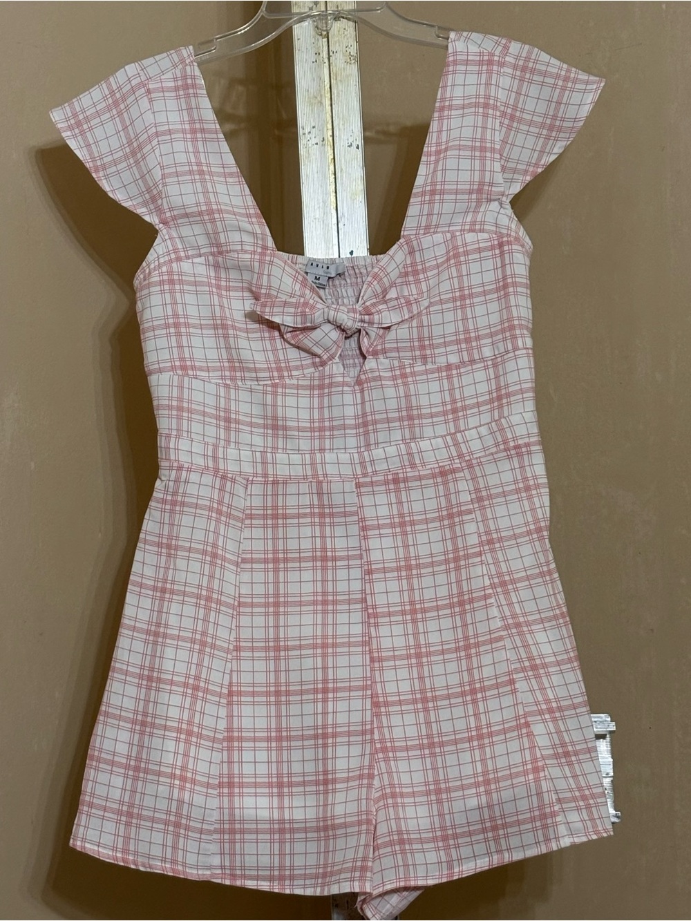 FAVLUX Pink Plaid Bow-Front Casual Kids Dress